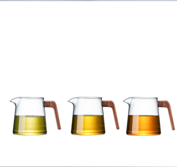 Tea Steeping Mug Set Retro Glass Teapot with Wood Handle and Filter, Perfect for Chinese Tea Ceremony - 530ML Capacity