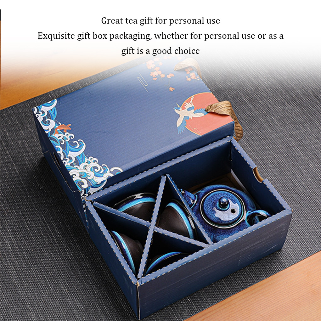 Tea Kit for Office and Hotel Use Portable Ceramic Vintage Teapot and Teacup Set for Business Meetings and Traditional Teaware