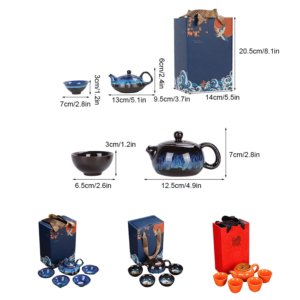 Tea Kit for Office and Hotel Use Portable Ceramic Vintage Teapot and Teacup Set for Business Meetings and Traditional Teaware