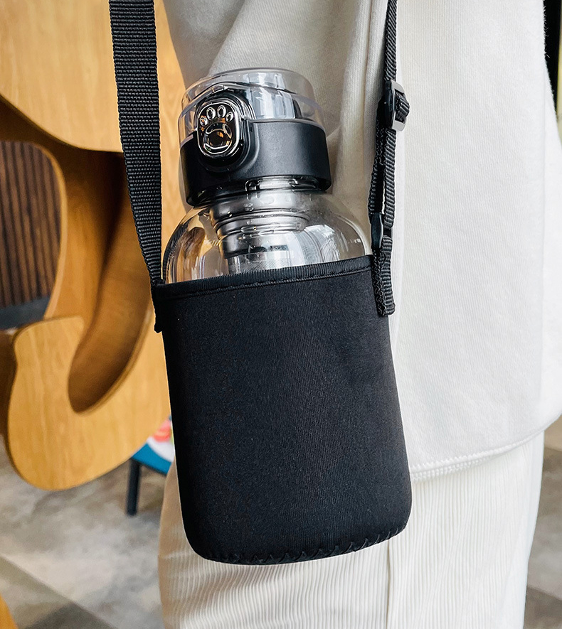 1-Liter Glass Travel Water Bottle Portable Drinkware for Outdoor Adventures, Coffee, and Heat Resistance