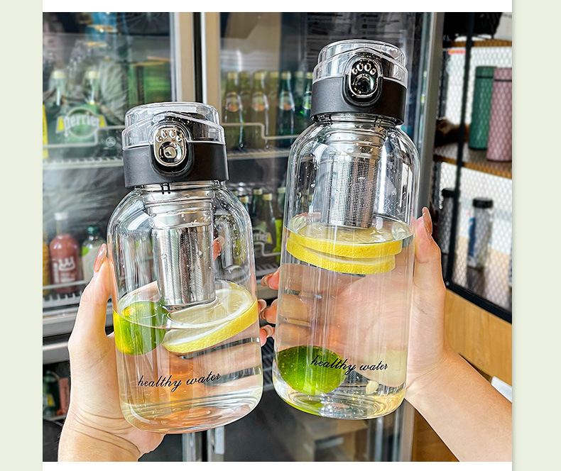 1-Liter Glass Travel Water Bottle Portable Drinkware for Outdoor Adventures, Coffee, and Heat Resistance