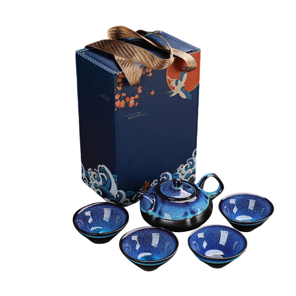 Tea Kit for Office and Hotel Use Portable Ceramic Vintage Teapot and Teacup Set for Business Meetings and Traditional Teaware