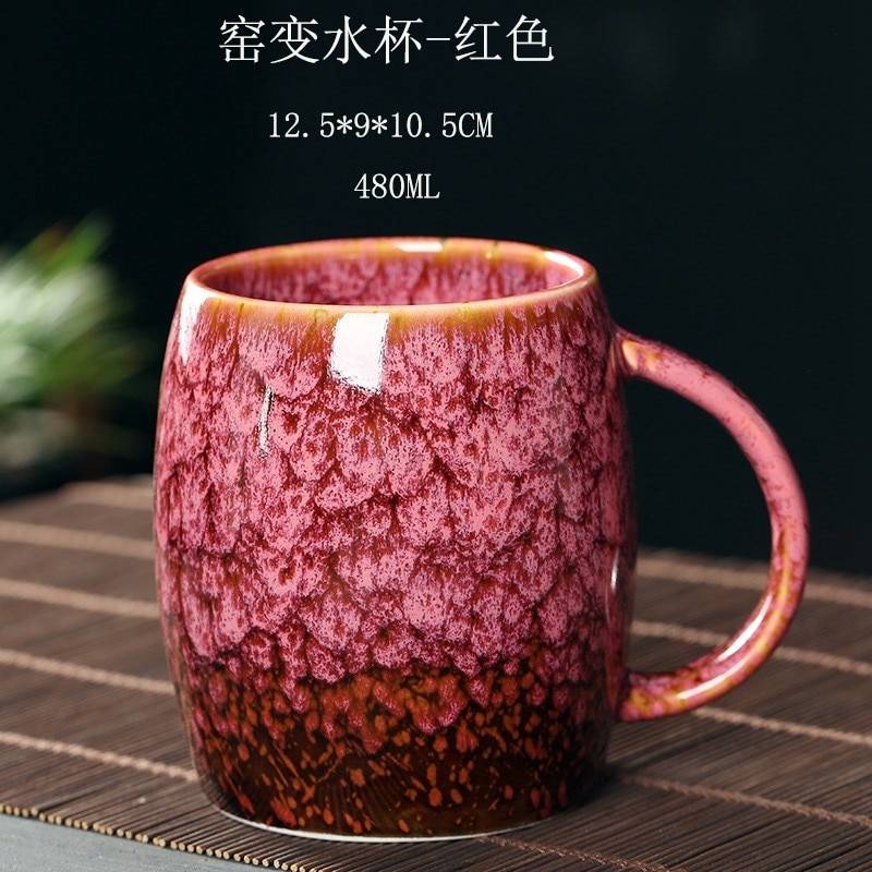 Tea Steeping Mug 480ml Ceramic Kiln-Changed Cup with Handle - Perfect for Coffee, Water, and Porcelain Pottery