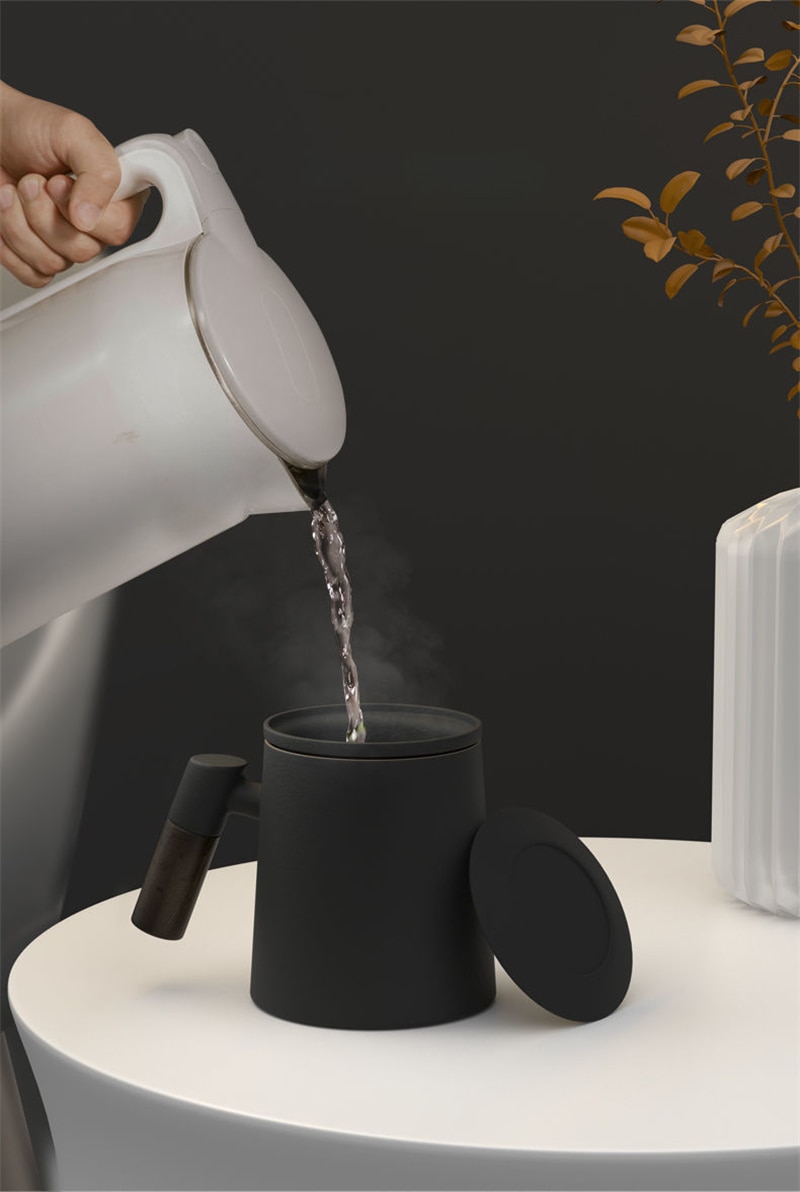 Tea Steeping Mug 400ml Ceramic Coffee & Tea Mug with Handle, Filter, and Lid – Premium Home and Office Porcelain Cup for Special Gifts