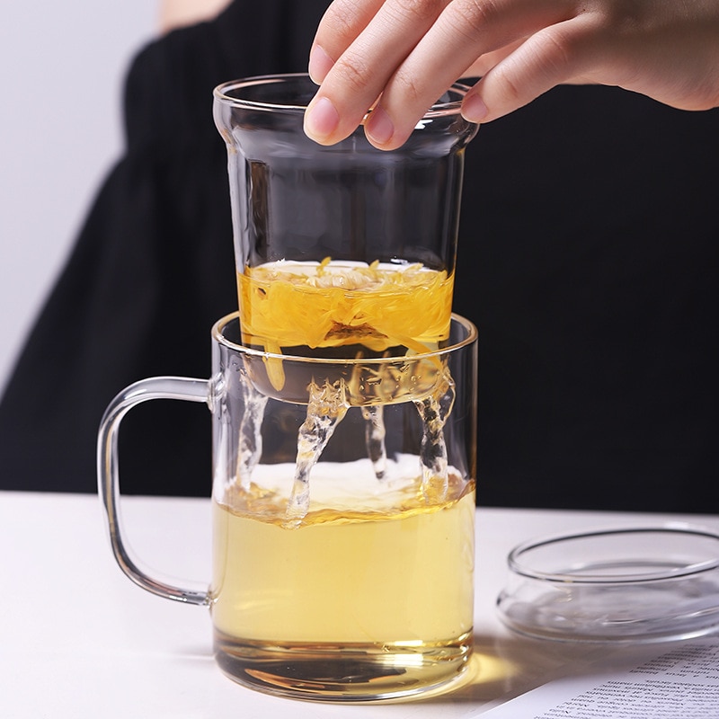 Infuser Mug for Office 400ML Glass Teacup with High Temperature Resistance