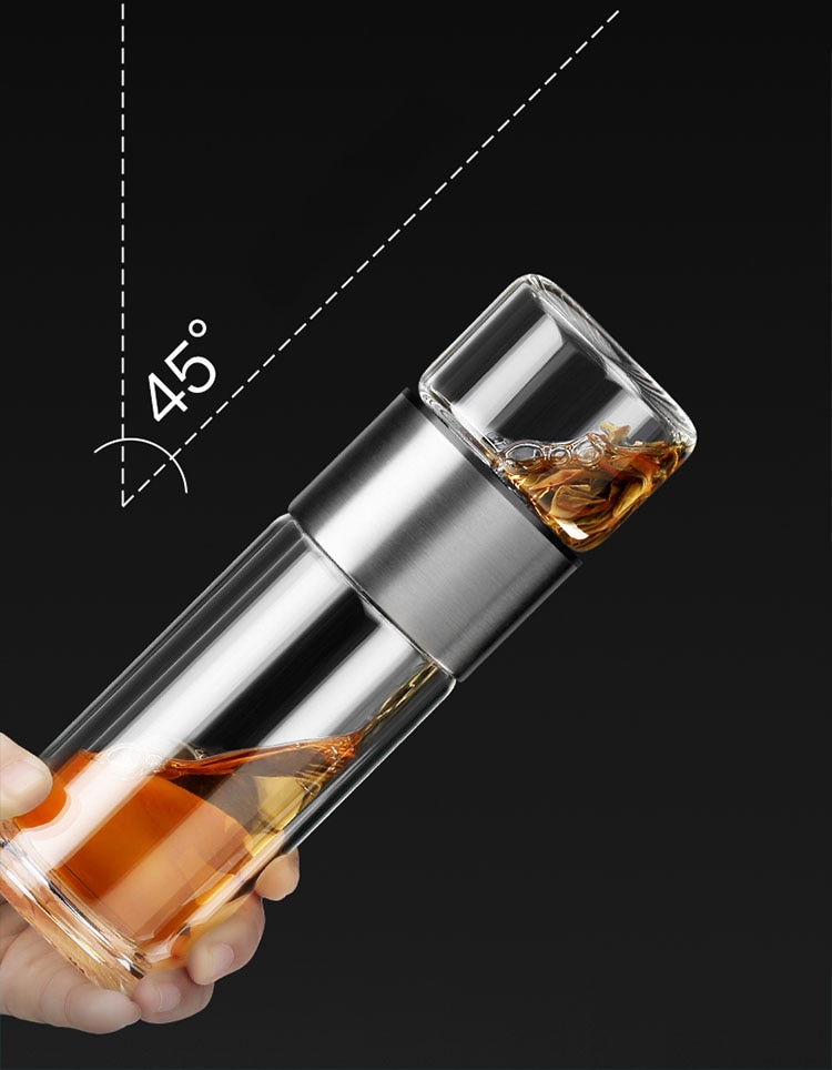 Tea Infusing Bottle Double Wall Thermal Glass Mug with Tea-Water Separation for Creative Insulation