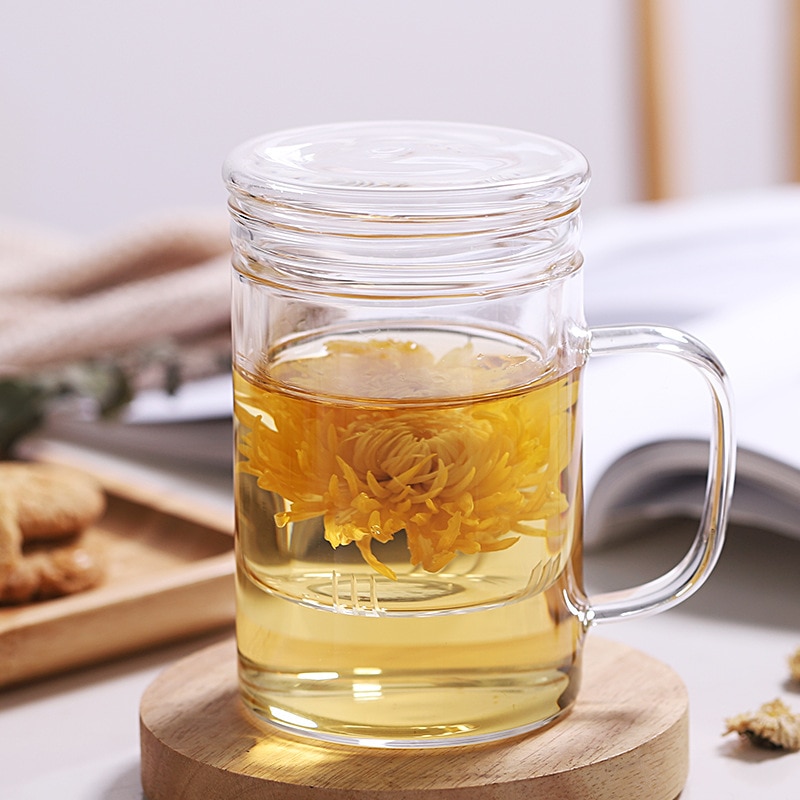 Infuser Mug for Office 400ML Glass Teacup with High Temperature Resistance