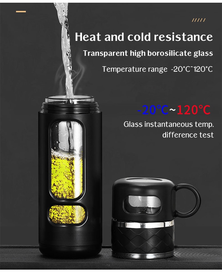 520ML Tea Infusing Bottle Double-Layer Insulation Water Cup with Tea-Water Separation and Portable Filtering