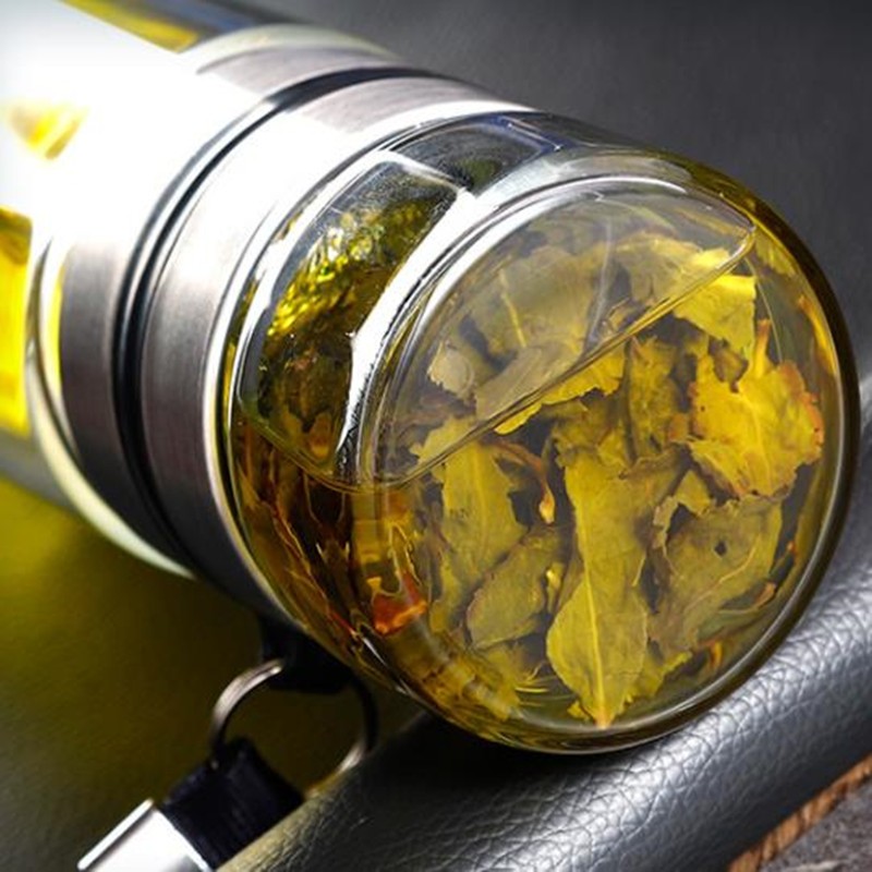 Borosilicate Glass Tea Infusing Bottle Double-Layer Tea Water Cup with Built-In Tea Filter 