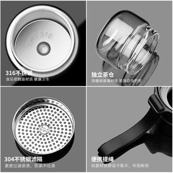 Stainless Steel Tea Infusing Bottle Insulated Thermos Travel Mug with Leakproof Design and Built-In Strainer for Tea and Coffee Enthusiasts - Image 5