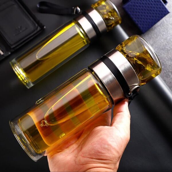 Borosilicate Glass Tea Infusing Bottle Double-Layer Tea Water Cup with Built-In Tea Filter - Image 3