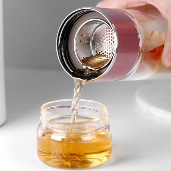 Borosilicate Glass Tea Infusing Bottle Double-Layer Tea Water Cup with Built-In Tea Filter - Image 5