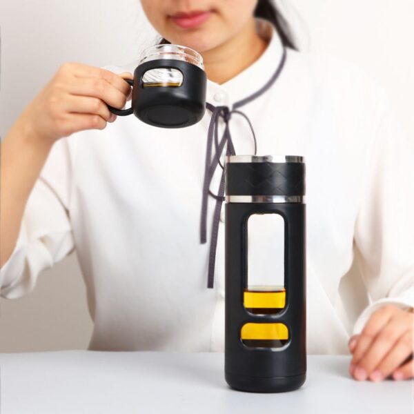 520ML Tea Infusing Bottle Double-Layer Insulation Water Cup with Tea-Water Separation and Portable Filtering - Image 4
