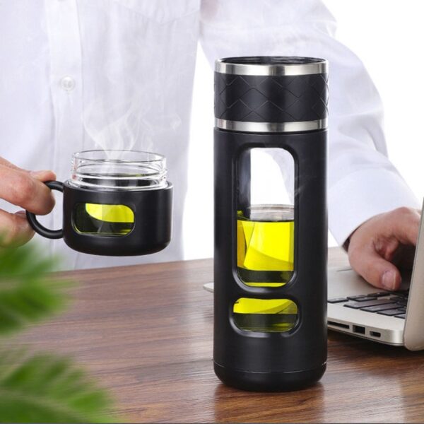 520ML Tea Infusing Bottle Double-Layer Insulation Water Cup with Tea-Water Separation and Portable Filtering