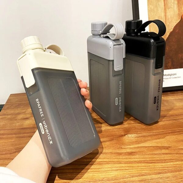 Flat Water Bottle 450ML Creative Plastic Travel Bottle for Bicycles, Drinking, and Juice - Reusable, Portable, BPA Free - Image 2
