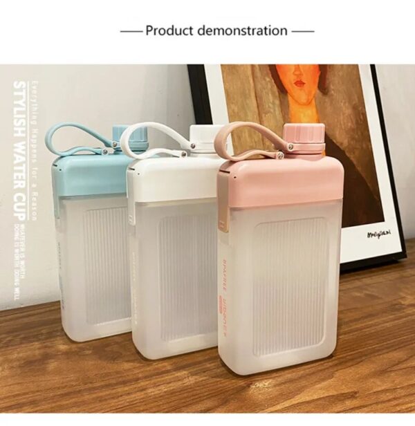 Flat Water Bottle 450ML Creative Plastic Travel Bottle for Bicycles, Drinking, and Juice - Reusable, Portable, BPA Free - Image 3