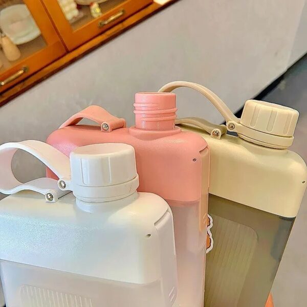 Flat Water Bottle 450ML Creative Plastic Travel Bottle for Bicycles, Drinking, and Juice - Reusable, Portable, BPA Free - Image 4
