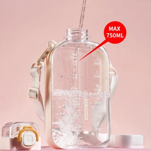 Flat Water Bottle 750ml Large Capacity Paper Pad Bottle with Scale for Student Outdoor Fitness and Exercise, Direct Drinking Portable Kettle - Image 4