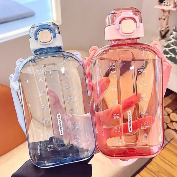 Flat Water Bottle 750ml Large Capacity Paper Pad Bottle with Scale for Student Outdoor Fitness and Exercise, Direct Drinking Portable Kettle - Image 6