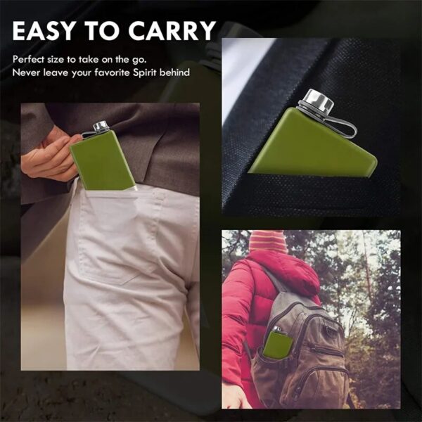 Flat Water Bottle 9oz Premium 304 Stainless Steel Hip Flask with Funnel for Leakproof Whiskey Enjoyment - Image 5