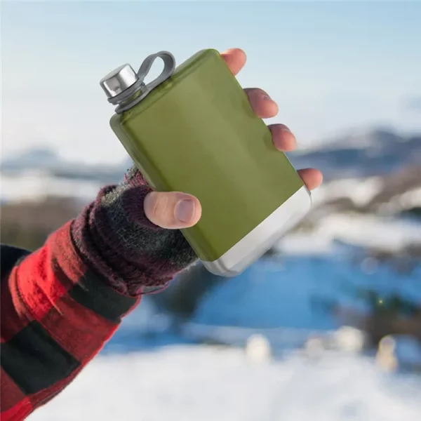 Flat Water Bottle 9oz Premium 304 Stainless Steel Hip Flask with Funnel for Leakproof Whiskey Enjoyment