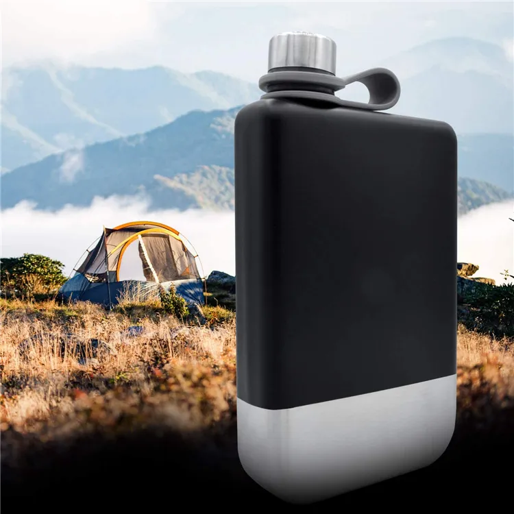 Flat Water Bottle 9oz Premium 304 Stainless Steel Hip Flask with Funnel for Leakproof Whiskey Enjoyment