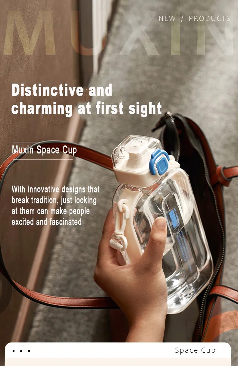 Flat Water Bottle 750ml Large Capacity Paper Pad Bottle with Scale for Student Outdoor Fitness and Exercise, Direct Drinking Portable Kettle